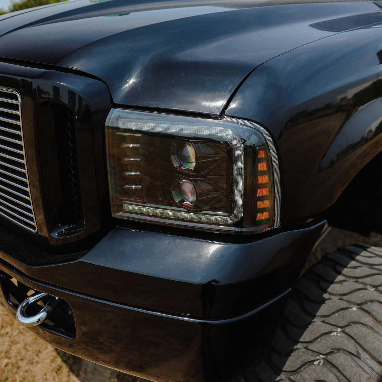 Phares halogènes projecteurs noirs pour Ford Super Duty/Excursion série PRO 05-07