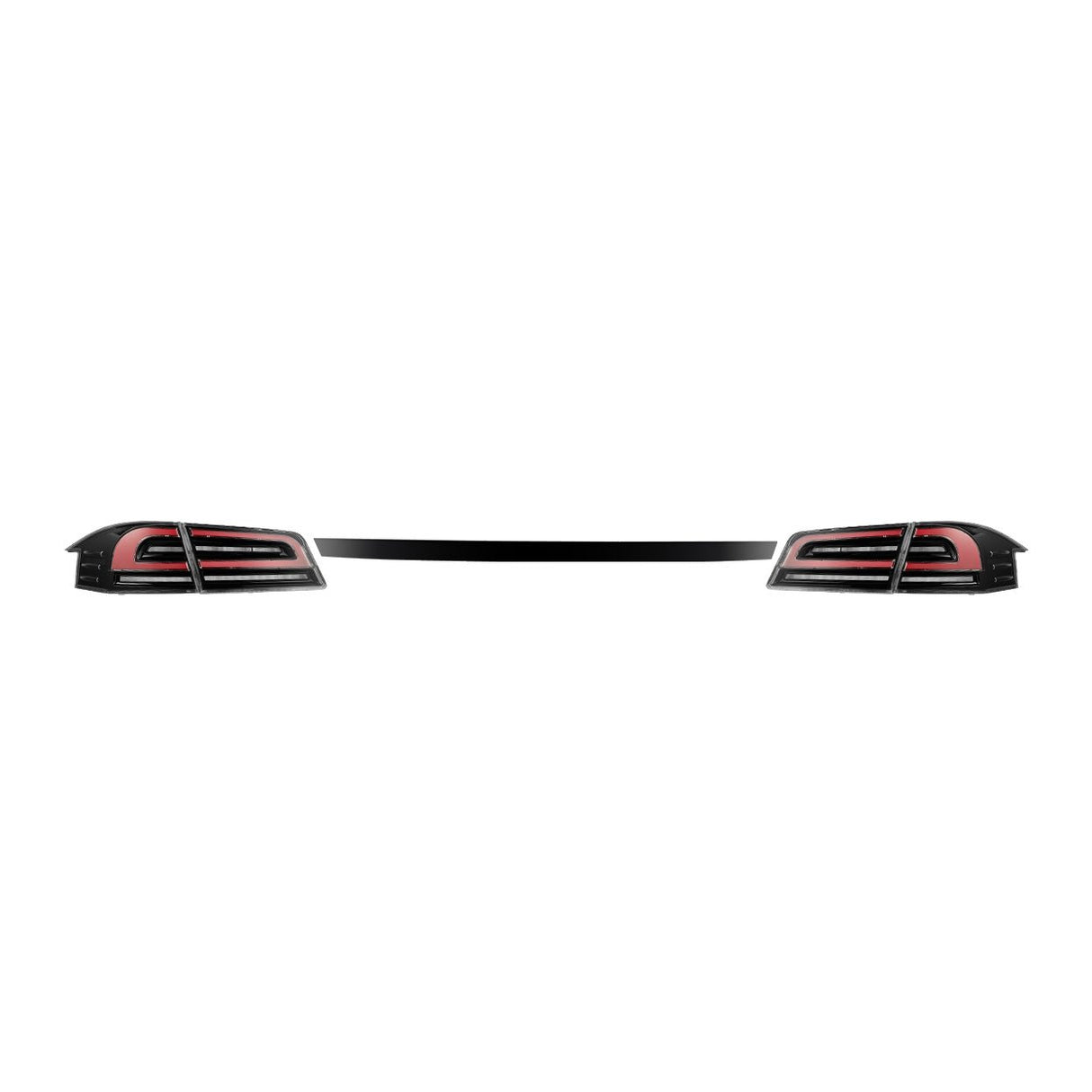 12-21 Tesla Model S LUXX-Series LED Tail Lights Black Red (With Black Trunk Center Piece Replacement)