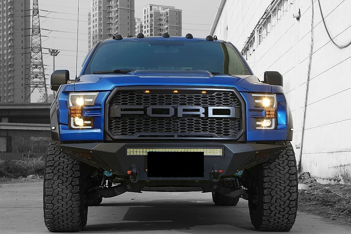 Phares halogènes projecteurs Ford F150 série PRO 15-17, noir de jais