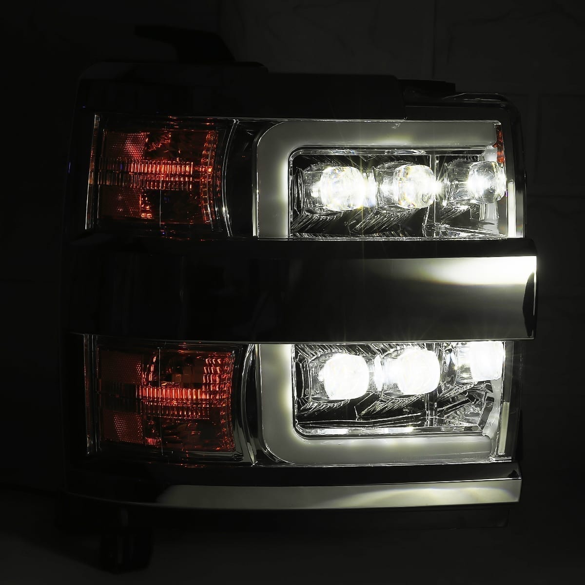 Phares projecteurs à LED chromés pour Chevrolet Silverado 2500HD/3500HD MK II série NOVA 15-19