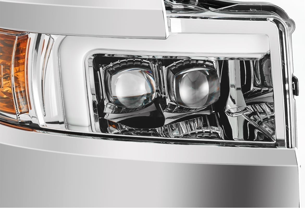 Phares projecteurs à LED chromés pour Chevrolet Silverado 2500HD/3500HD MK II série NOVA 15-19