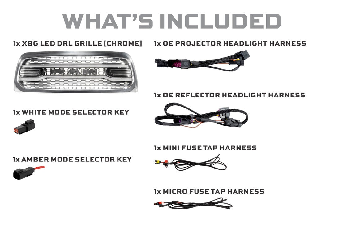 Calandre de feux de route à LED XBG pour Dodge Ram HD (13-18) (chromée)