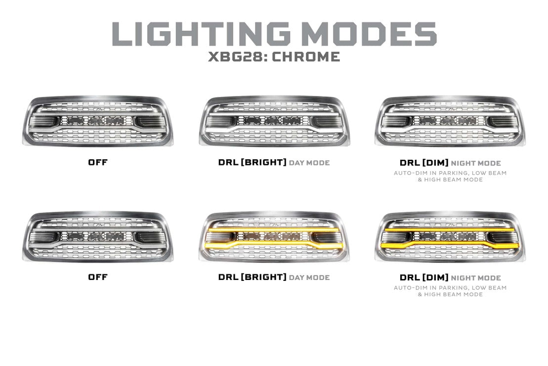 Calandre de feux de route à LED XBG pour Dodge Ram HD (13-18) (chromée)