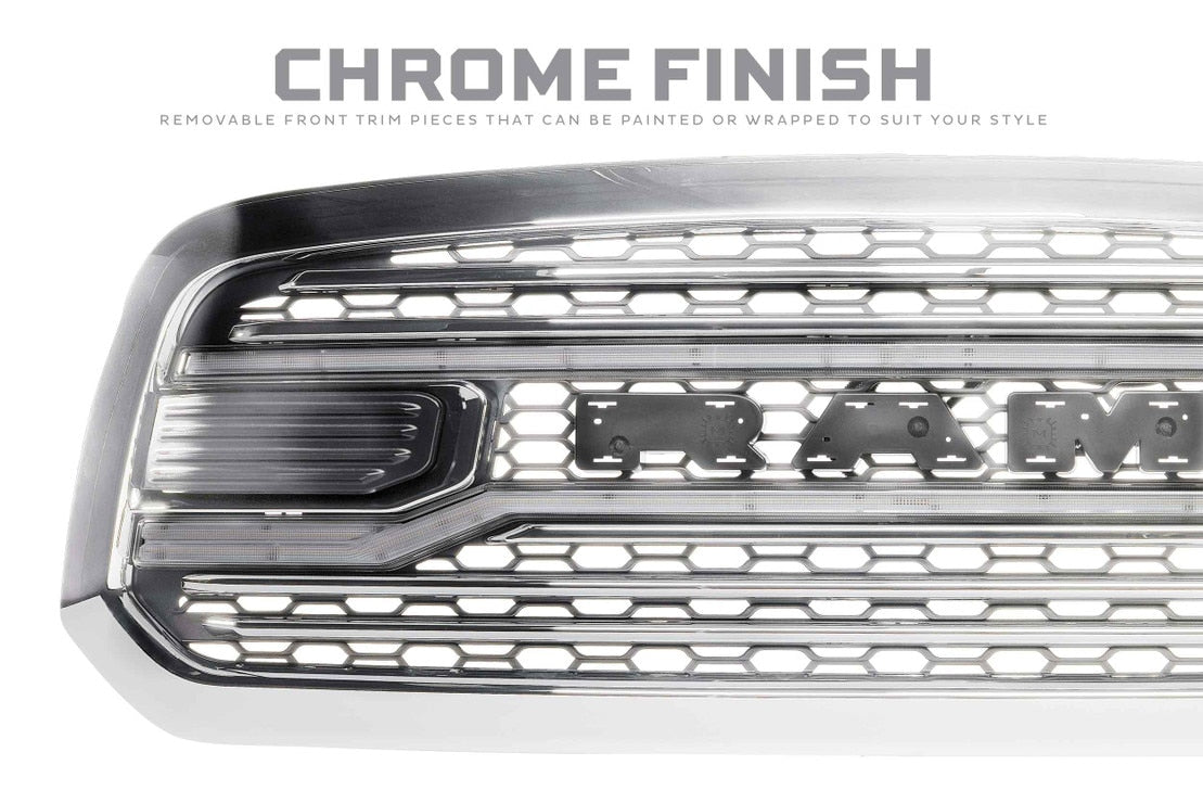 Calandre à LED XBG chromée pour Dodge Ram 1500 Classic (19-24)