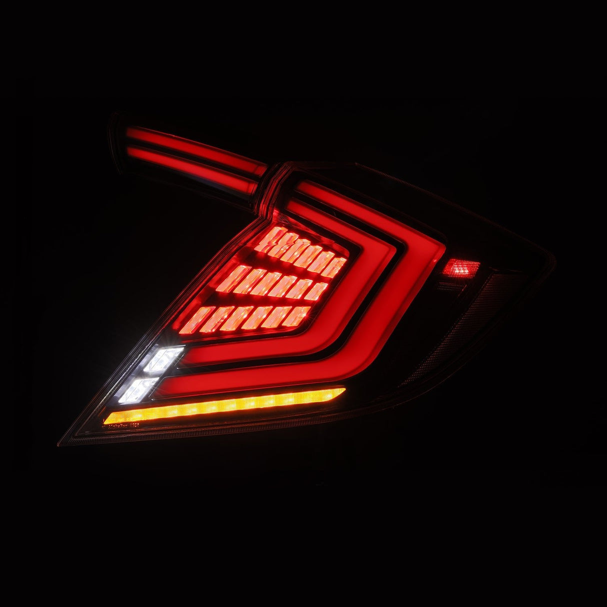 Feux arrière à LED prismatiques noirs pour Honda Civic Hatchback série NOVA 16-21