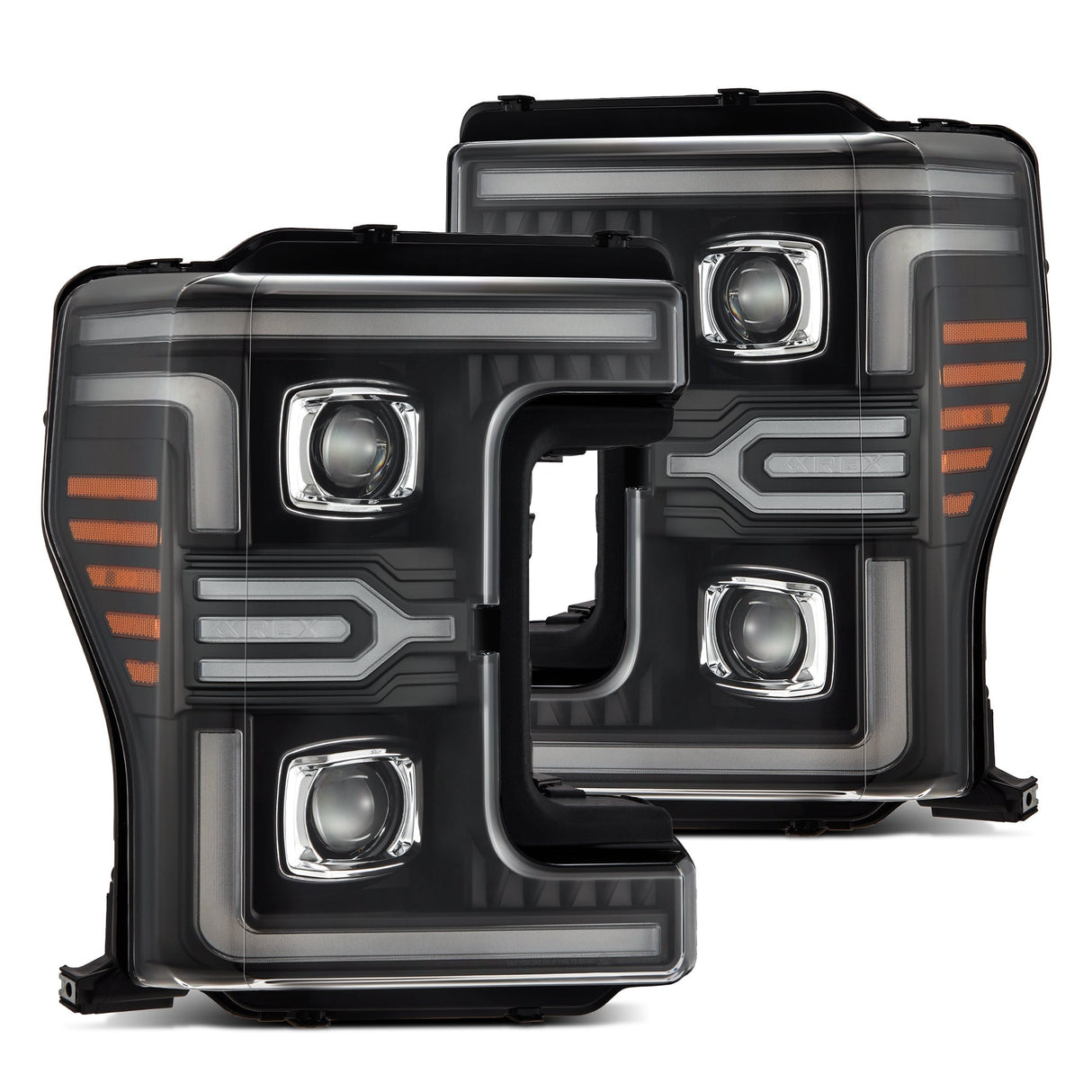17-19 Ford Super Duty MKII LUXX-Series LED Projector Headlights Black