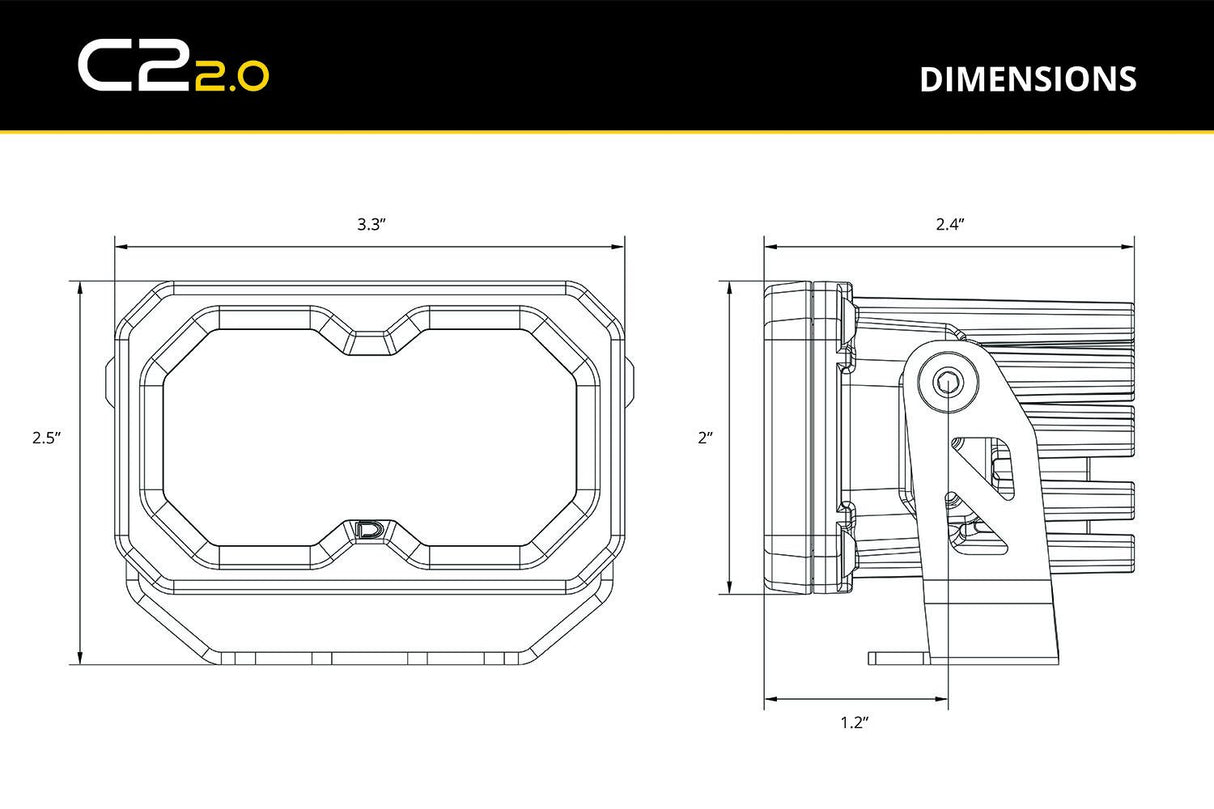 Stage Series C2 2" Sae/Dot Jaune Pod Led encastré (paire)