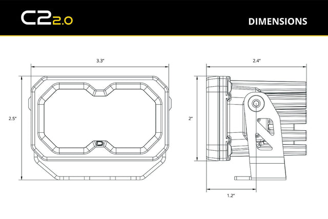 C2 2.0 SAE Yellow Max Standard LED Pod (pair)