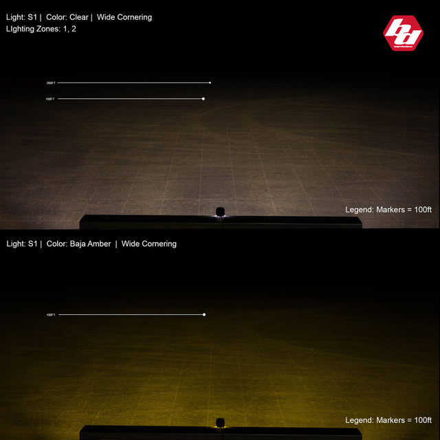 S1 Ambre Wide Cornering LED Light avec support de montage Paire Baja Designs
