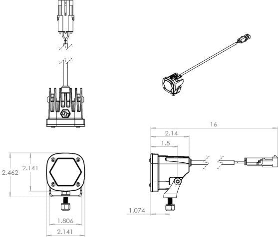 S1 Ambre Wide Cornering LED Light avec support de montage Paire Baja Designs