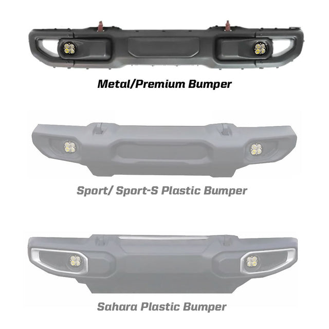 Jeep JL Fog Light Squadron-R 18-Pres Wrangler JL Rubicon Fog Pocket Kit Ambre Baja Designs Baja Designs