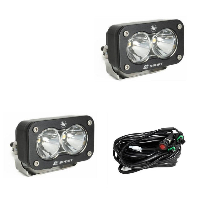 Lampe de travail LED avec lentille ambre, paire de motifs de travail/scène S2 Sport Baja Designs