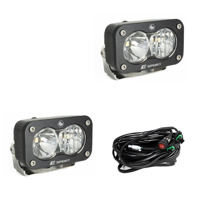 Lampe de travail LED avec lentille ambre, paire de motifs de travail/scène S2 Sport Baja Designs
