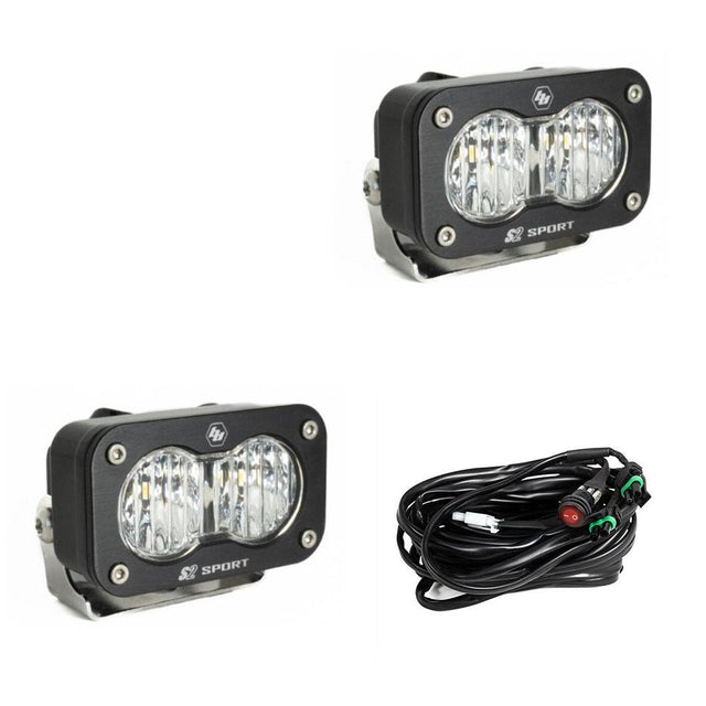Lampe de travail LED avec lentille ambre, paire de motifs de travail/scène S2 Sport Baja Designs