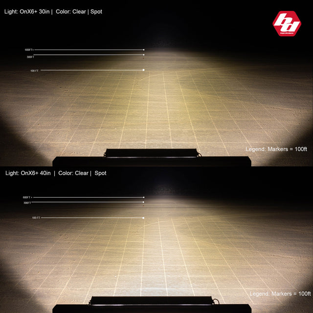 Barre lumineuse LED de 50 pouces, modèle de conduite large ambre, série OnX6, conceptions Baja