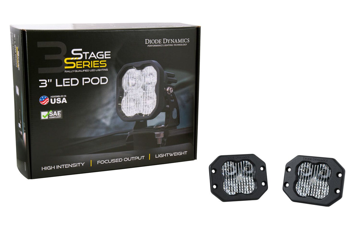 SS3 SAE/DOT White Pro Flush Mount LED Pod (pair)