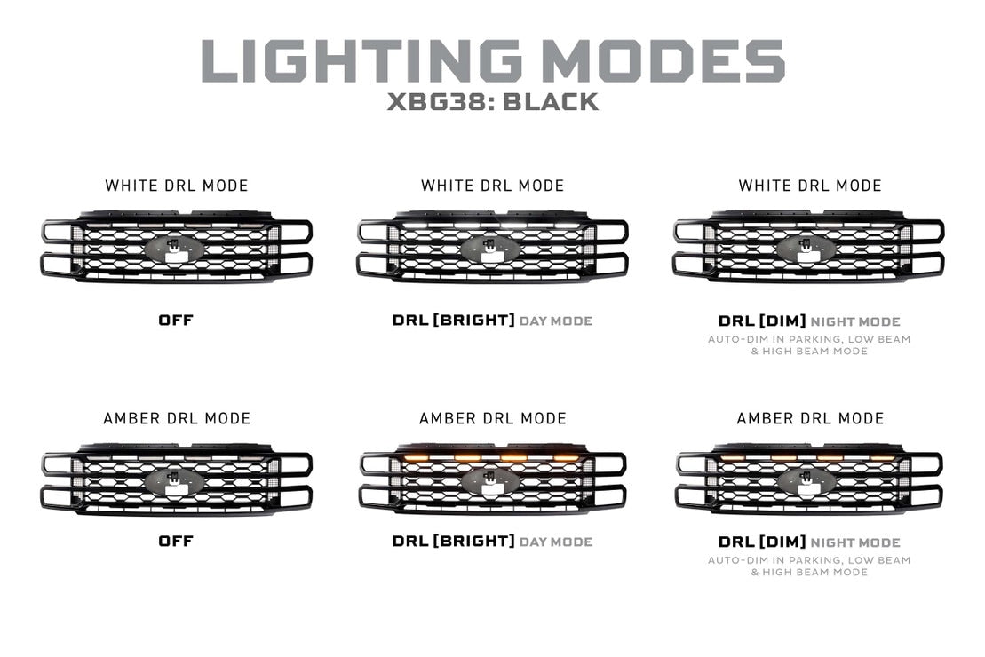 Calandre LED DRL XBG pour Dodge Ram HD (13-18) (noire)