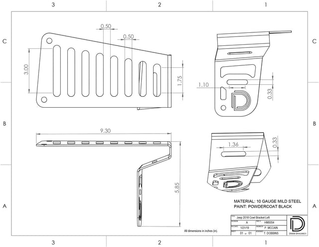 2018-2025 Jeep JL Wrangler Cowl Mount LED Brackets