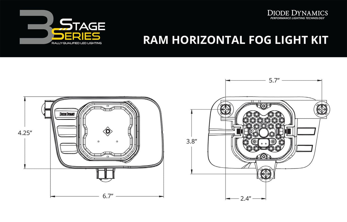Kit de feux antibrouillard horizontaux SS3 SAE/DOT Ram