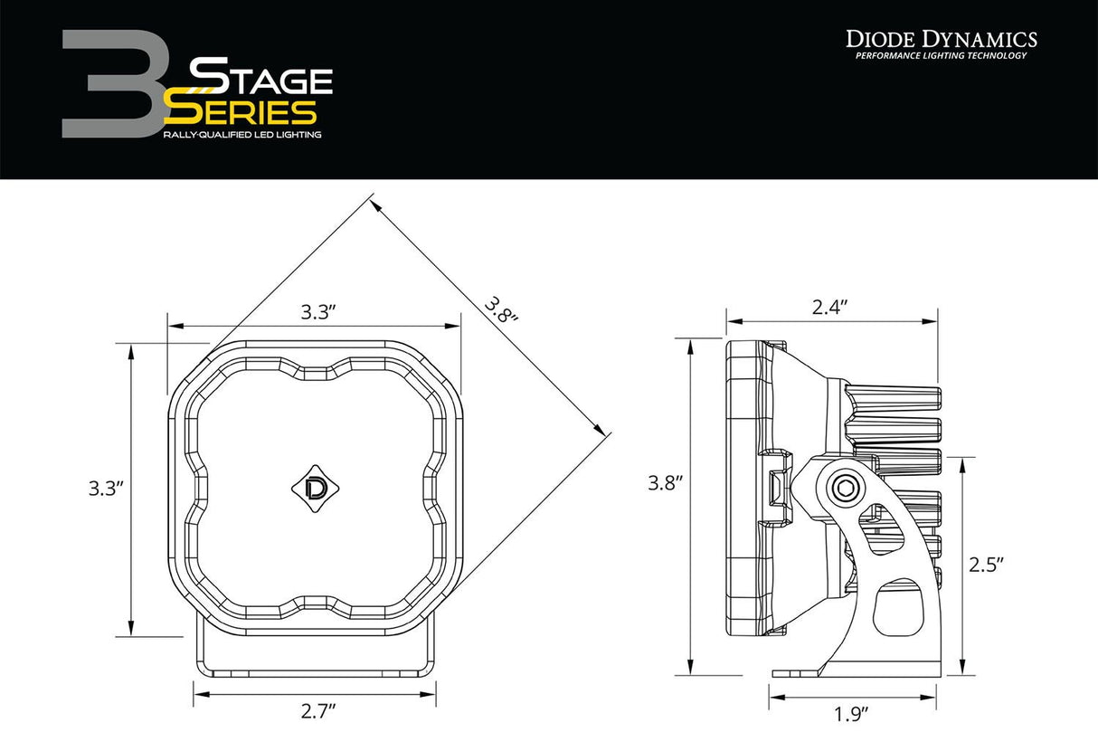 Stage Series 3" Ss3 Jaune Led Pod Standard (Paire)