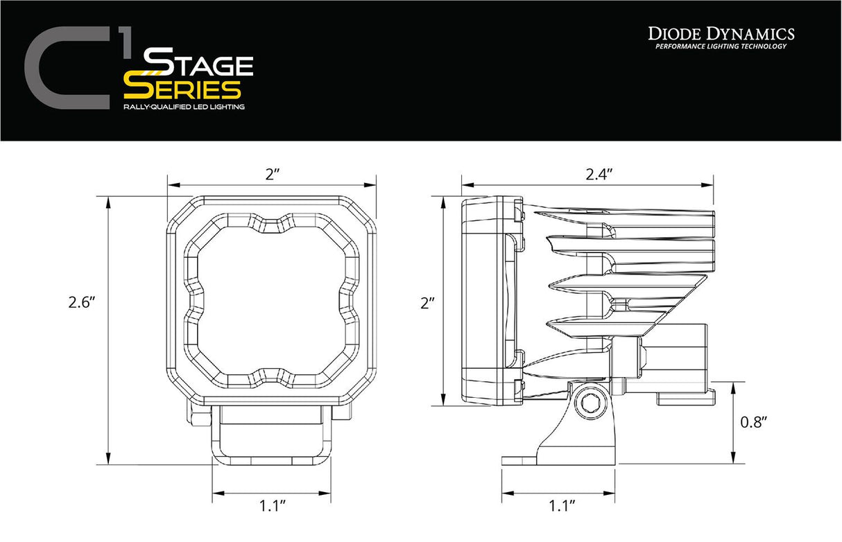 Stage Series C1 1" Sae/Dot Jaune Module Led Encastré (Paire)