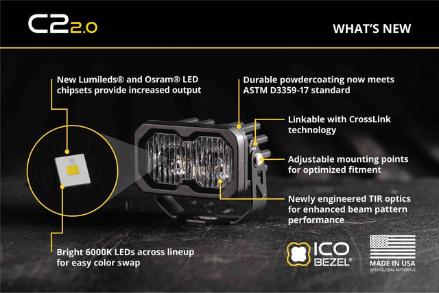 C2 2.0 SAE Yellow Sport Standard LED Pod (pair)