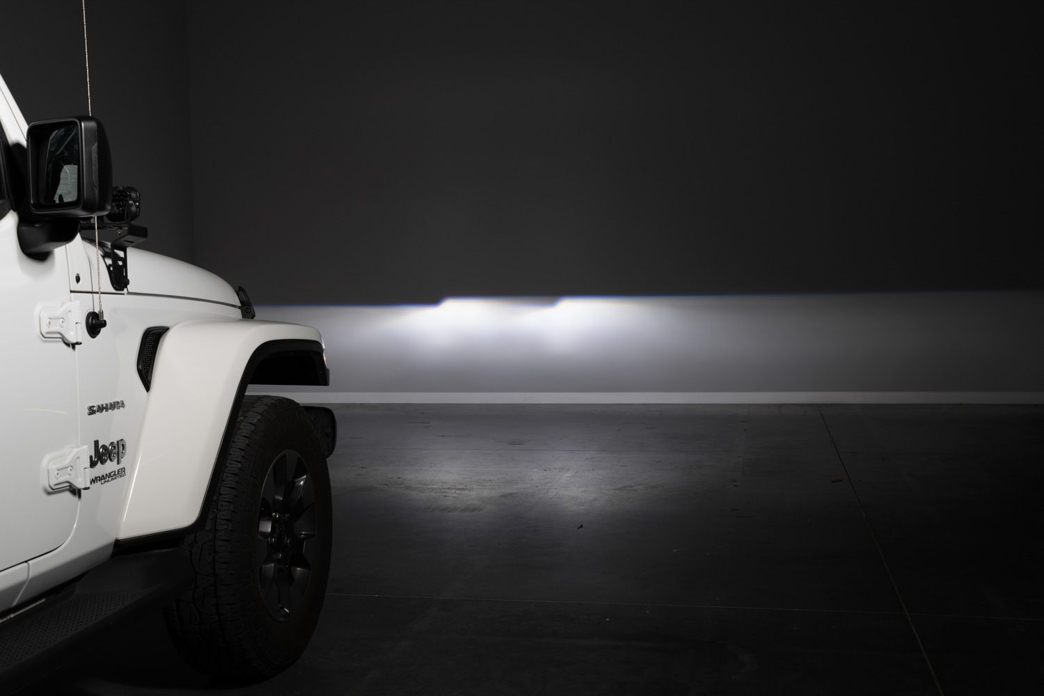 LED headlight beam pattern on wall for aiming