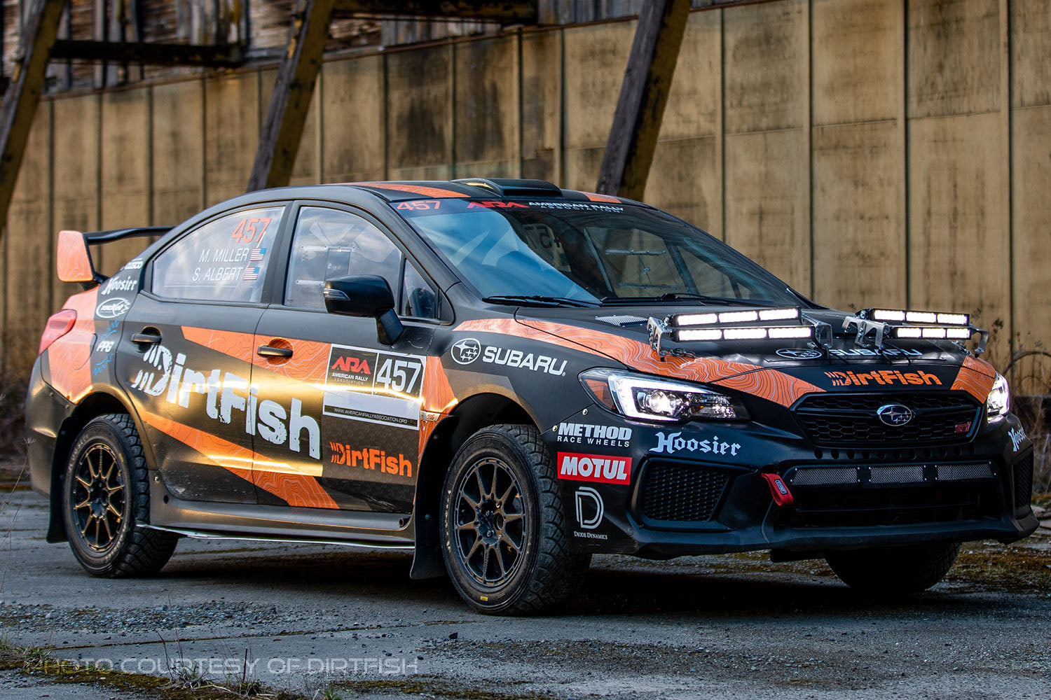 Rally car with Stage Series Motorsports LED Brackets