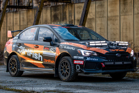 Rally car with Stage Series Motorsports LED Brackets