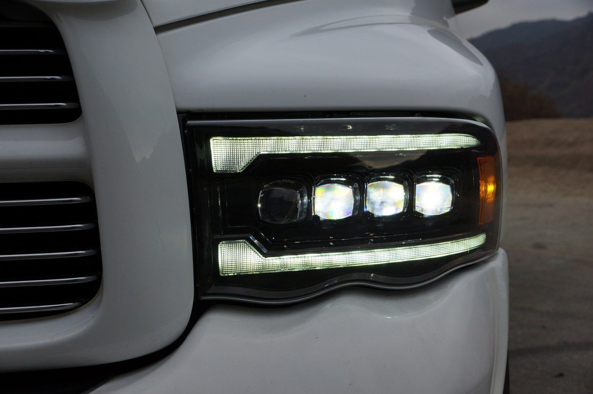 Phares de projecteur à LED Alpha-Black pour Dodge Ram série NOVA 02-05