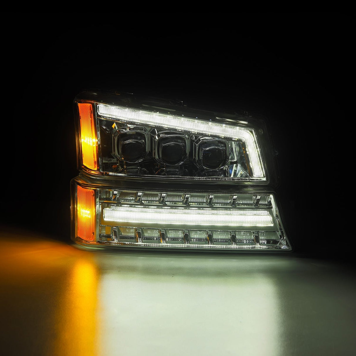 03-06 Chevrolet Silverado/02-06 Avalanche (sans revêtement de carrosserie) Phares projecteurs à LED série NOVA chromés