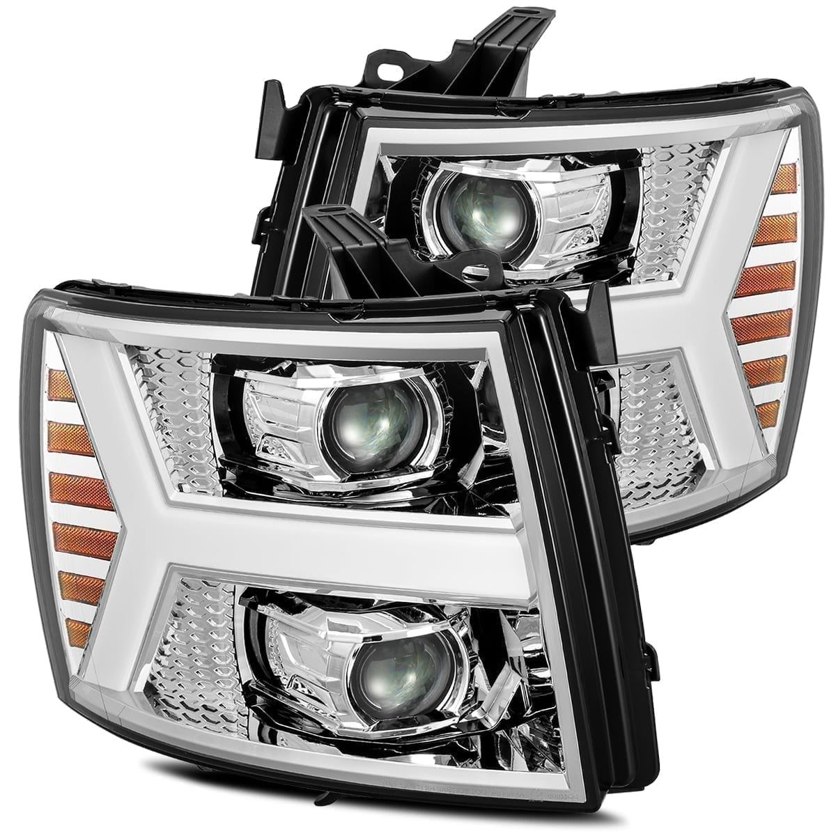 Phares projecteurs à LED chromés pour Chevrolet Silverado série LUXX 07-13