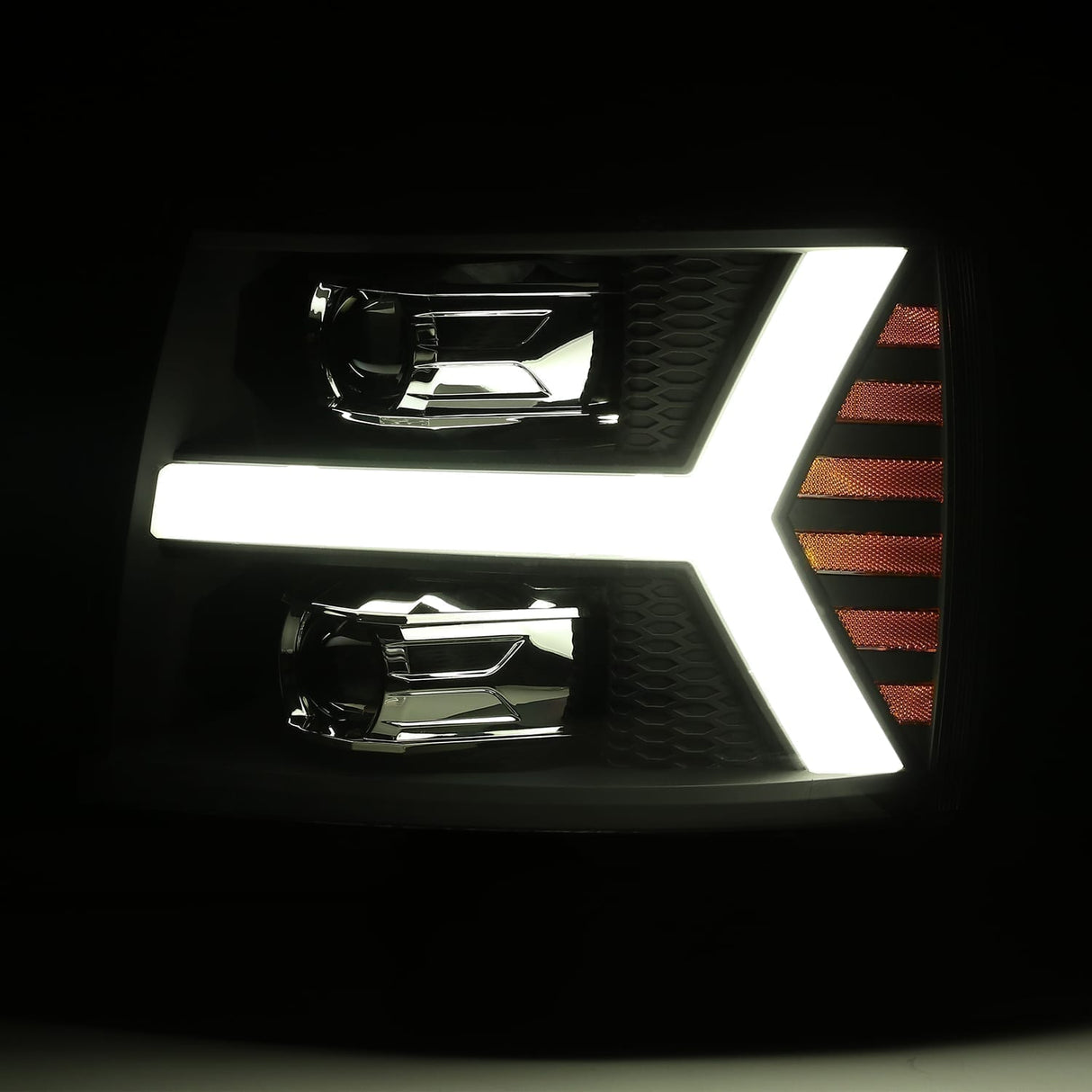 Phares projecteurs à LED Chevrolet Silverado série LUXX 07-13, noir de jais