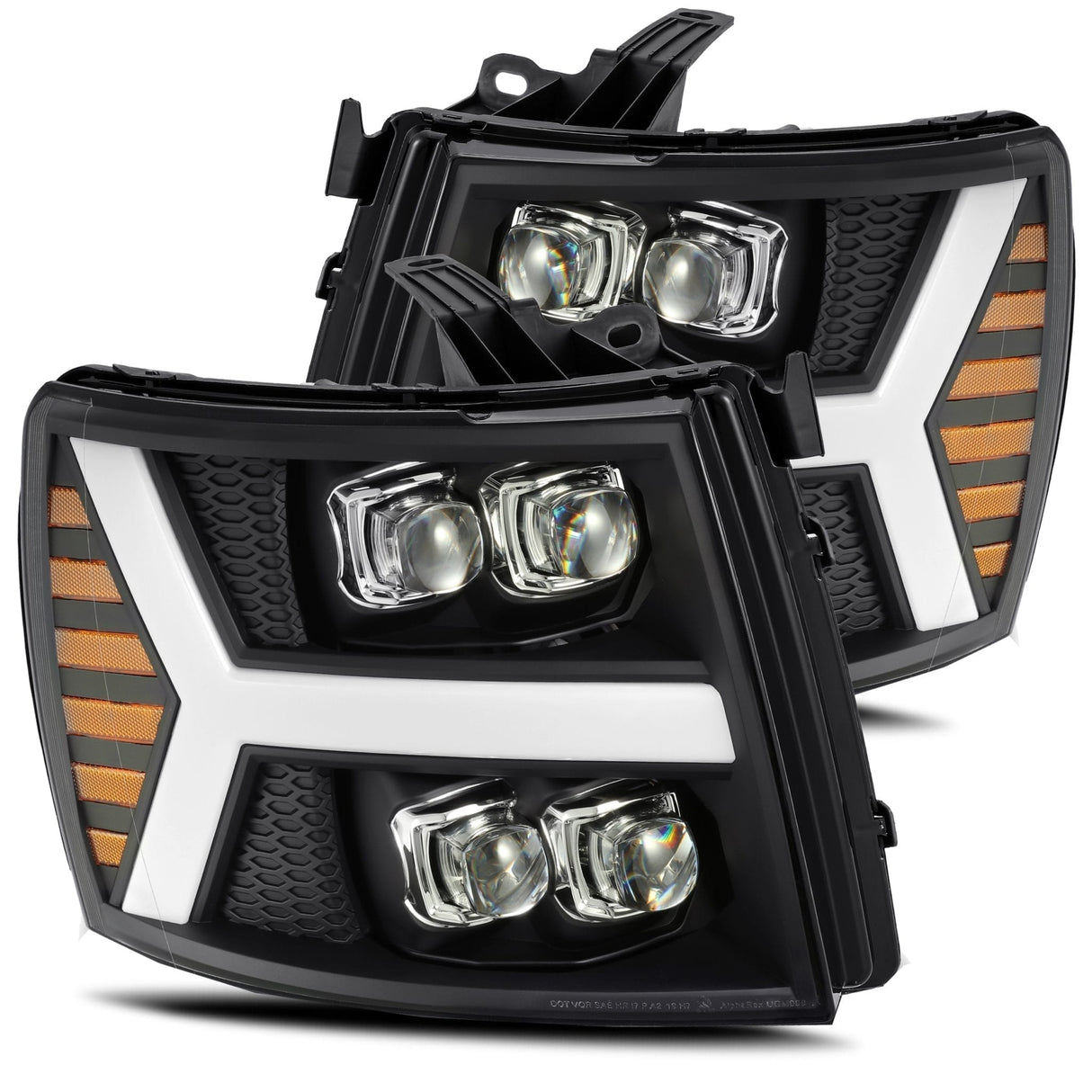 Phares projecteurs à LED noirs pour Chevrolet Silverado série NOVA 2007-2013