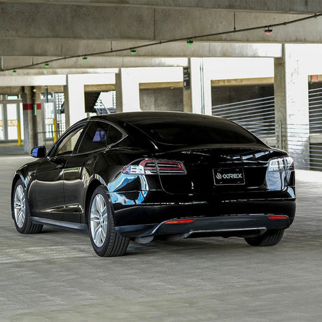 12-21 Tesla Model S LUXX-Series LED Tail Lights Black Red (With Black Trunk Center Piece Replacement)