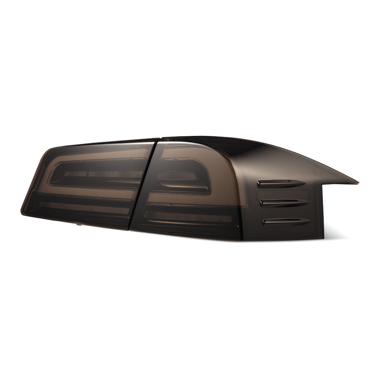 12-21 Tesla Model S LUXX-Series LED Tail Lights Black Smoke (With Black Trunk Center Piece Replacement)