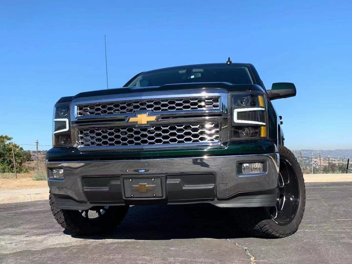 Phares halogènes projecteurs Alpha-Black pour Chevrolet Silverado série PRO 14-15