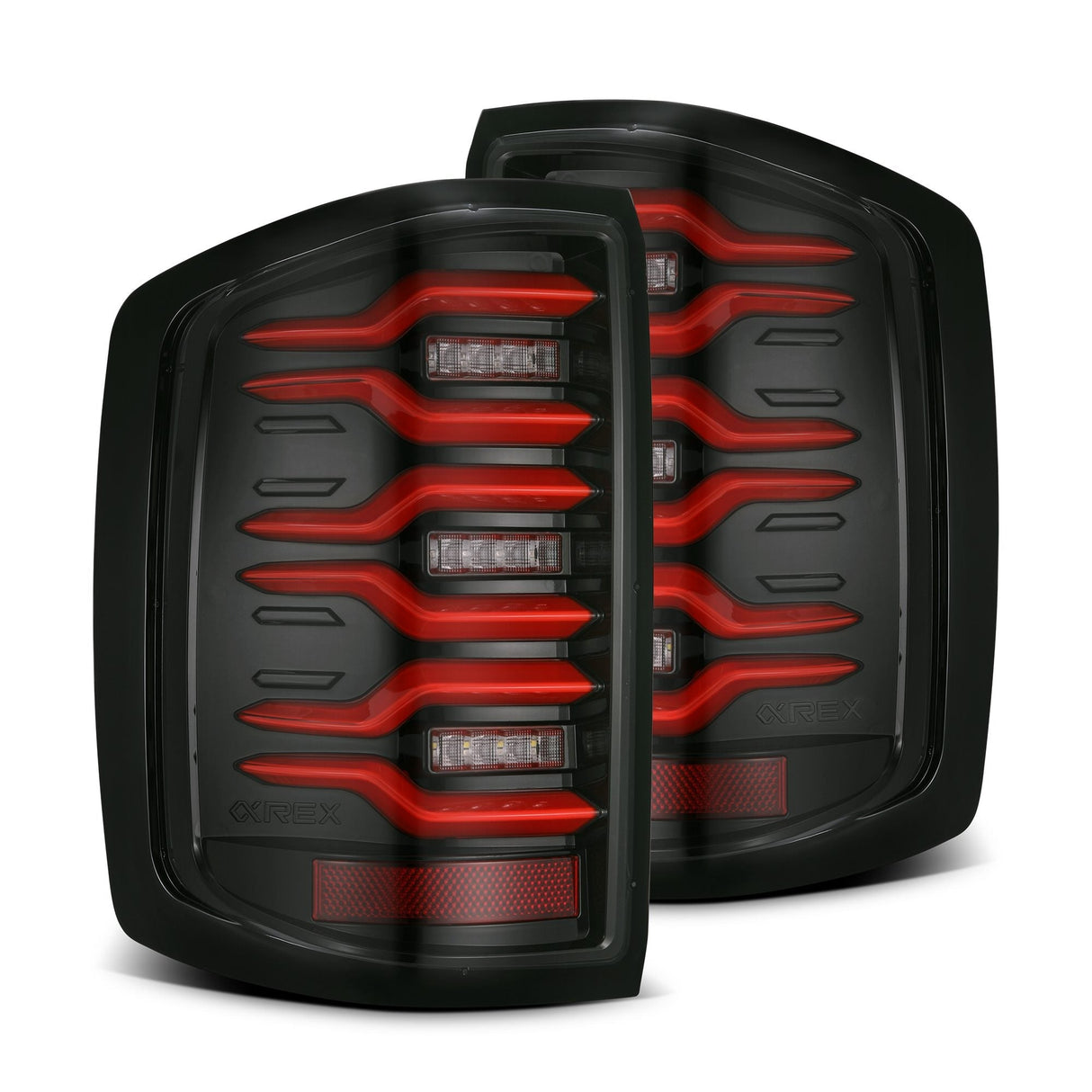 Feux arrière à DEL doubles série LUXX pour Chevrolet Silverado 1500 (14-18) / Silverado 2500HD/3500HD (15-19) / GMC Sierra 3500HD (15-19) - Noir et rouge