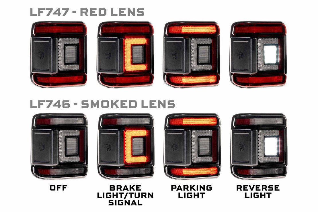 Feux arrière à profil bas à LED pour Jeep Wrangler Jl (2018+) Xb