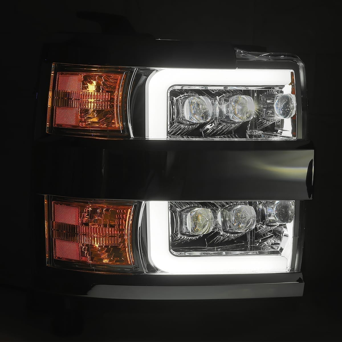 Phares projecteurs à LED chromés pour Chevrolet Silverado 2500HD/3500HD MK II série NOVA 15-19