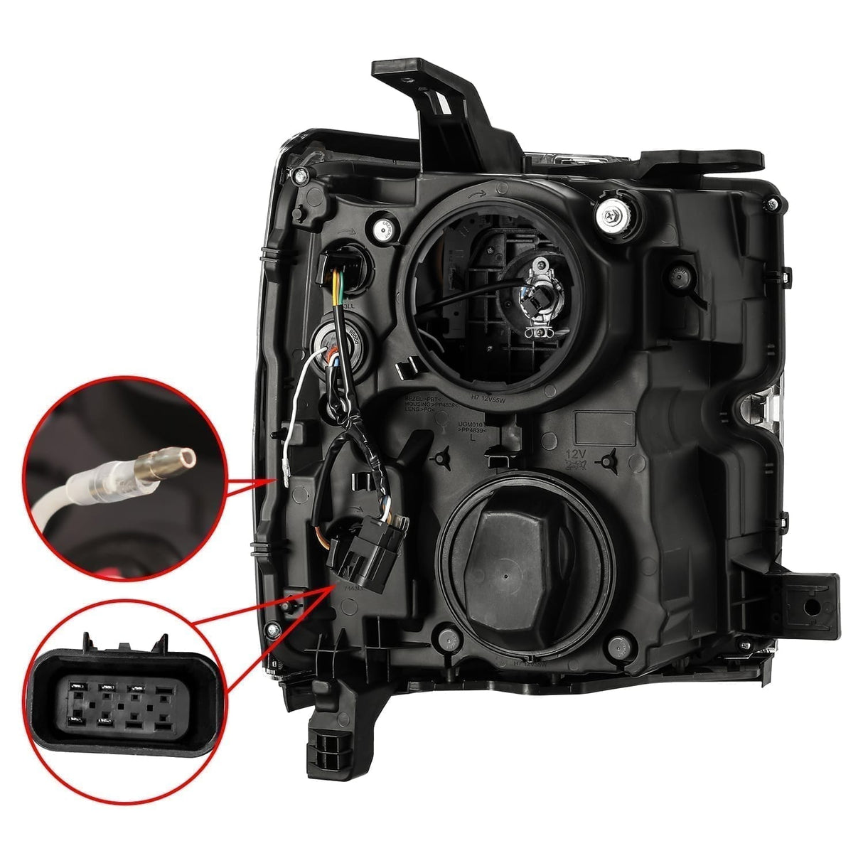 Phares projecteurs à LED chromés de la série LUXX pour Chevrolet Silverado 2500HD/3500HD 15-19