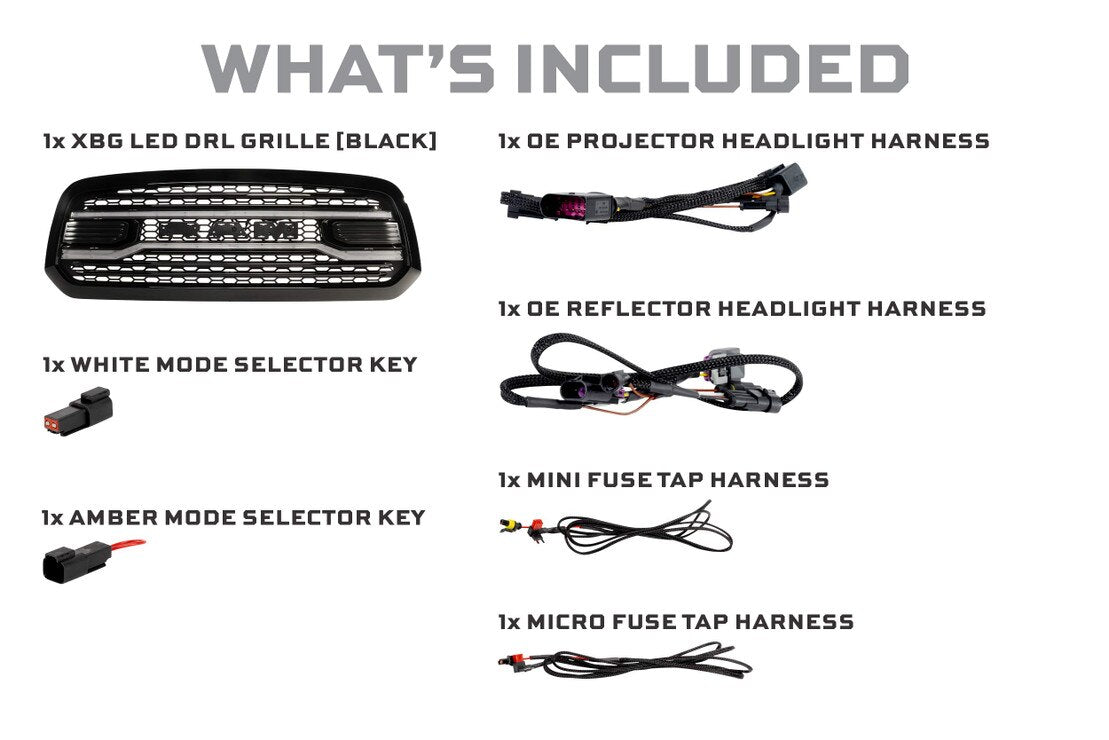 Dodge Ram 1500 Classic (19-24) XBG LED Drl Grille (Black)