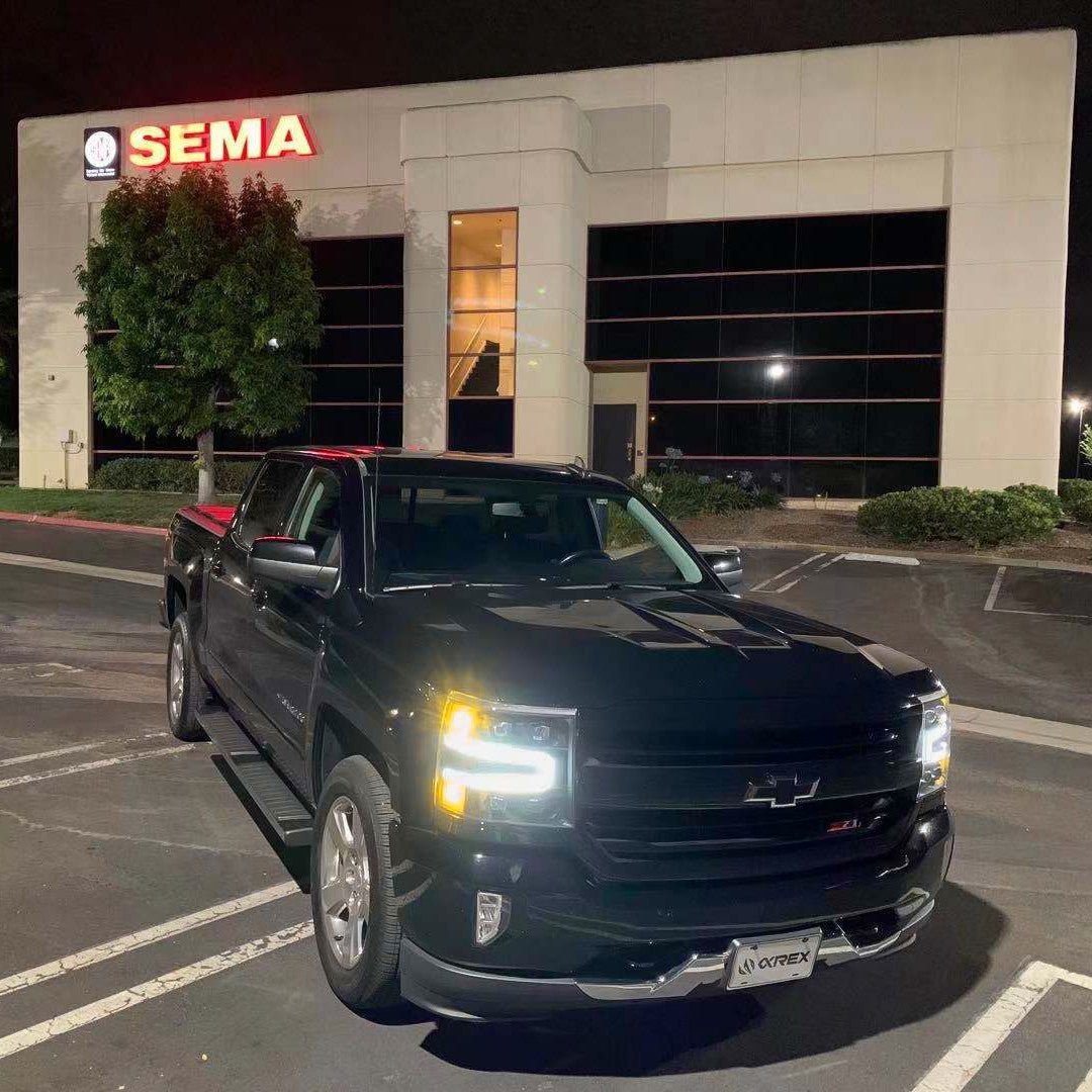 Phares projecteurs à LED noirs pour Chevrolet Silverado 1500 série NOVA 16-18