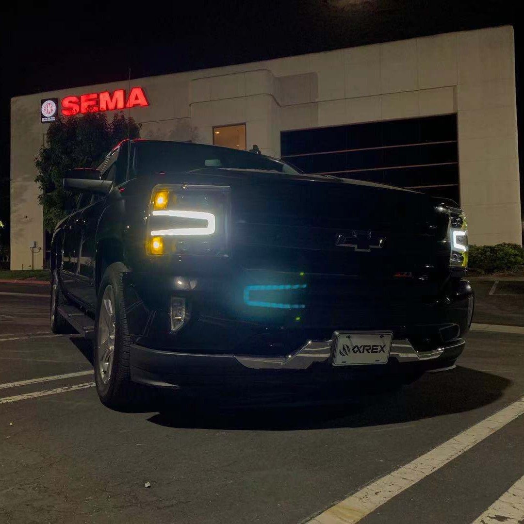 Phares projecteurs à LED noirs pour Chevrolet Silverado 1500 série NOVA 16-18