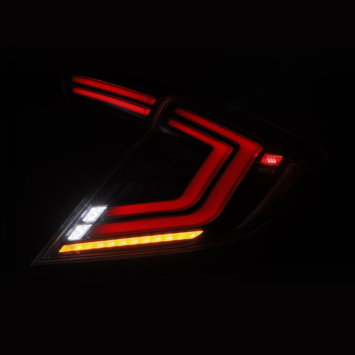 Feux arrière à LED prismatiques noirs pour Honda Civic Hatchback série NOVA 16-21