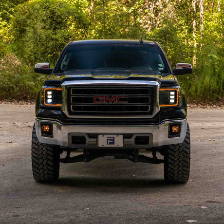 2014+ GMC Sierra 1500/2500/3500 LED Projector Headlights, Amber DRL (pair)
