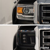 2014+ GMC Sierra 1500/2500/3500 LED Projector Headlights, Amber DRL (pair)