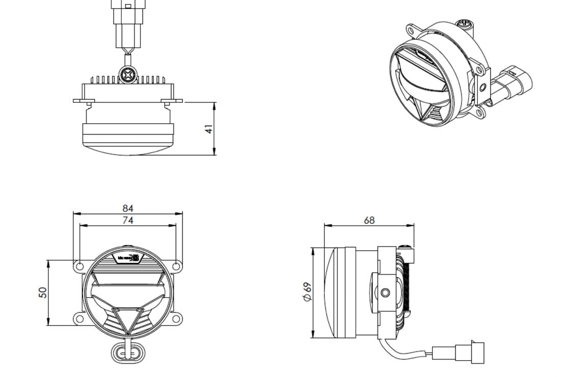 Feux antibrouillard LED universels XB (70 mm)
