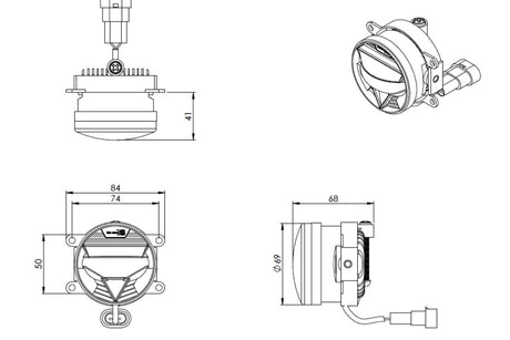 Feux antibrouillard LED universels XB (70 mm)