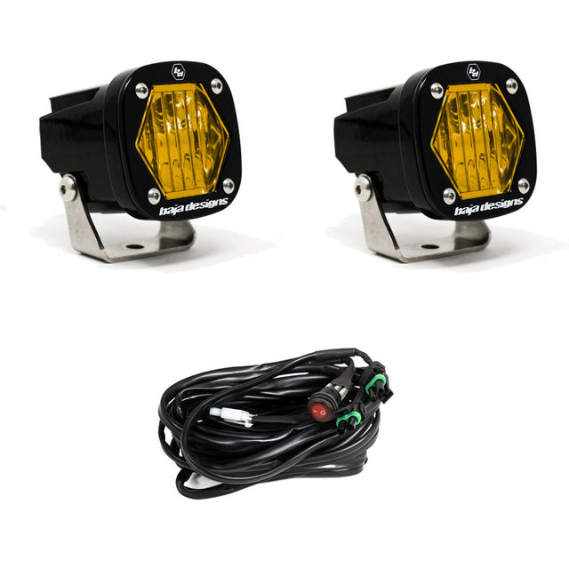 S1 Ambre Wide Cornering LED Light avec support de montage Paire Baja Designs
